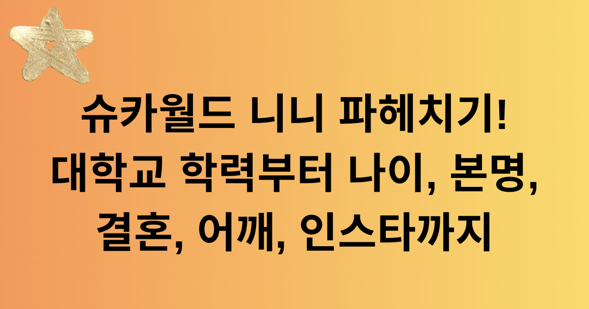 슈카월드 니니 파헤치기! 대학교 학력부터 나이, 본명, 결혼, 어깨, 인스타까지