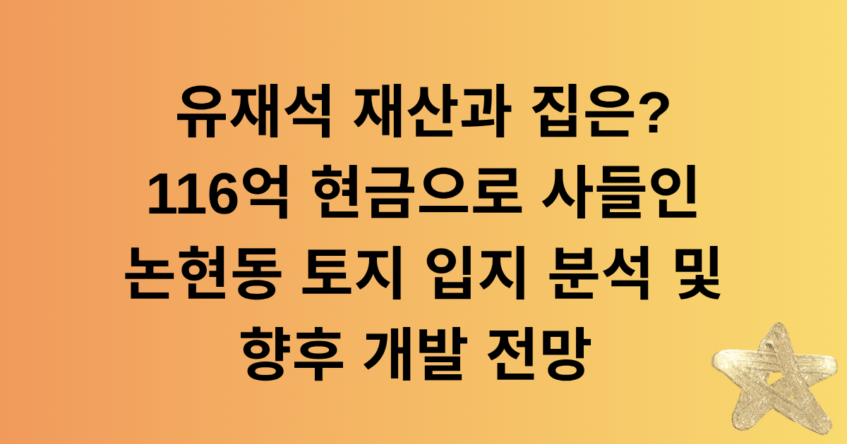 유재석 재산과 집은? 116억 현금으로 사들인 논현동 토지 입지 분석 및 향후 개발 전망